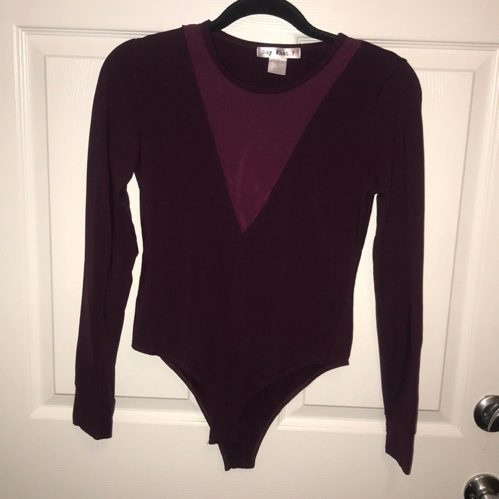 Long sleeve maroon body suit